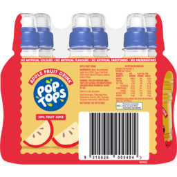 Photo of Pop Tops Fruit Drink 30% Juice Apple Poppers Multipack Lunch Box Bottles 6 Pack