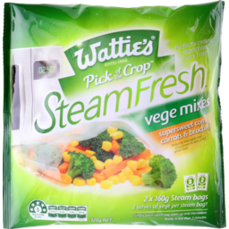Photo of Wattie's Steam Fresh Corn, Carrots & Broccoli 2 Pack