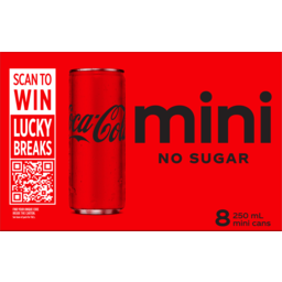 Photo of Coca-Cola Zero Coca-Cola No Sugar Soft Drink Multipack Cans 8x250ml 