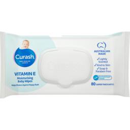 Photo of Curash Baby Care Mousurising Vitamin E Lightly Scented Super Thick Baby Wipes 80 Pack