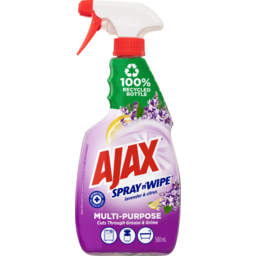 Photo of Ajax Spray N' Wipe Multi-Purpose Antibacterial Disinfectant Cleaner Trigger Surface Spray Lavender & Citrus 500ml
