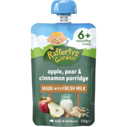 Photo of Baby Food, Rafferty's Garden Apple, Pear & Cinnamon Porridge, 6+ months 120 gm