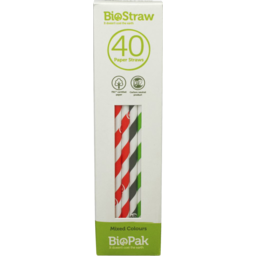 Photo of Biopak Straw Paper Assorted 40pk