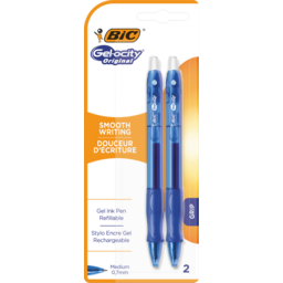 Photo of Bic Gelocity Original Medium 0.7mm Gel Ink Pen Refillable Blue 2 Pack