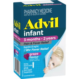 Photo of Advil Pain & Fever Infant Drops 3 Months-2 Years, Colour Free, Up To 8 Hour Fever Relief Ibuprofen Grape 40ml