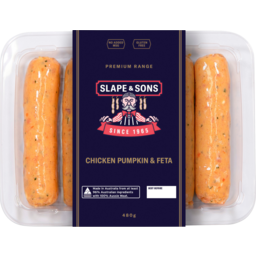 Photo of Slape & Sons Premium Range Chicken Pumpkin & Feta Sausages 480g