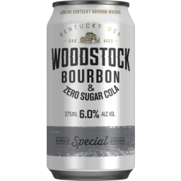 Photo of Woodstock Bourbon & Zero Sugar Cola 6.0% Can 375ml