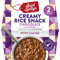 Photo of Aunt Betty's Creamy Rice Snack Chocolate Flavoured With Cacao 2 Serves