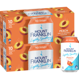 Photo of Mt. Franklin-Ko Mount Franklin Lightly Sparkling Water Peach Multipack Cans Cans