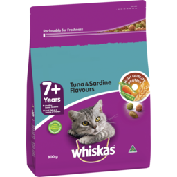 Photo of Whiskas 7+ Dry Cat Food Tuna & Sardine Flavours 800g Bag