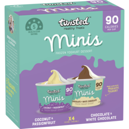 Photo of Twisted Healthy Treats Minis Frozen Yoghurt Coconut & Passionfuit And Chocolate & White Chocolate