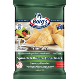 Photo of Borg's Triangles Spinach & Ricotta Appertisers 12 Pack 