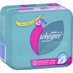 Photo of Whisper Regular Flow Wings With Blue Lock Core Pad 10 Pack 