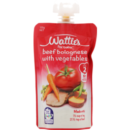 Photo of Wattie's Baby Food Stage 2 Beef Bolognaise & Vegetables Pouch 7+ Months 120g