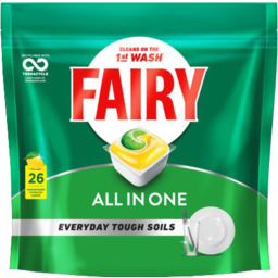 Photo of Fairy All In One Lemon Dishwasher Capsules 26 Pack
