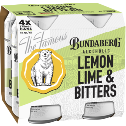 Photo of Bundaberg Alcoholic Lemon Lime Bitters 4% 4 Pack 375ml 375ml