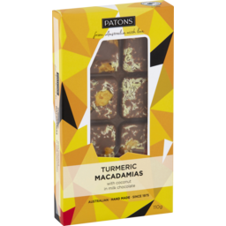 Photo of Patons Milk Chocolate Turmeric Macadamia Block 110g