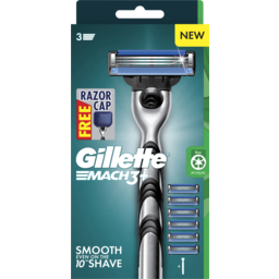 Photo of Gillette Mach3+ Razor Replacement Cartridges 1 Handle, 6 Cartridges, Shave Care