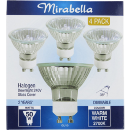 Photo of Mirabella Halogen Downlight 240v Glass Cover Warm White 2700k Gu10 Light Globes 4 Pack