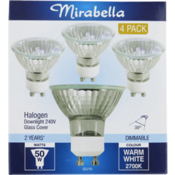 Photo of Mirabella Halogen Downlight 240V Glass Cover Warm White 2700K Gu10 Light Globes 4 Pack