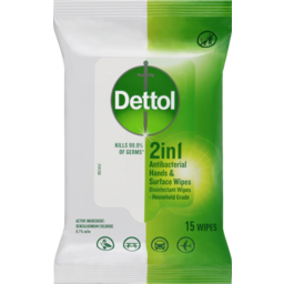 Photo of Dettol 2in1 Antibact Wipes 15pk