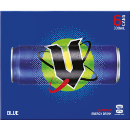 Photo of V Blue Guarana Drink Cans 6x330ml