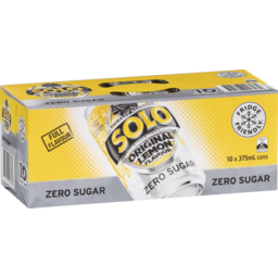 Photo of Solo Zero Sugar Original Lemon Soft Drink Cans Multipack Pack 10x375ml
