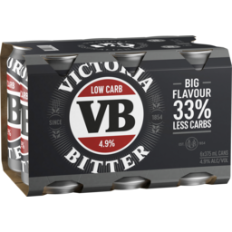 Photo of Victoria Bitter Low Carb Can 6x375ml