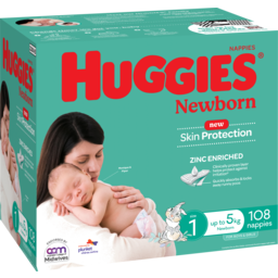 Photo of Huggies Newborn Nappies For Boys & Girls Size 1 (Up To 5kg) 108 Pack 