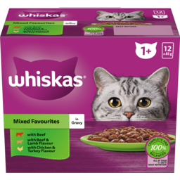 Photo of Whiskas 1+ Years In Gravy Mixed Selection Cat Food Pouches Multipack 12x85g
