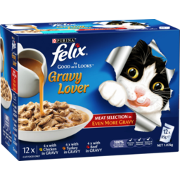 Photo of Purina Felix Gravy Lovers Meat Selection Pouches Multipack Cat Food 12x85g