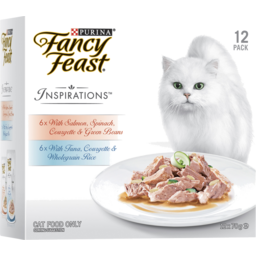 Photo of Fancy Feast Adult Inspirations Salmon, Spinach, Courgette & Green Beans And Tuna, Courgette & Rice Wet Cat Food 12 X 70g 12.0x70g