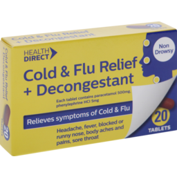 Photo of Health Direct Cold & Flu Relief + Decongestant 20 Pack