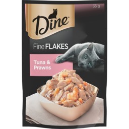 Photo of Dine Fine Flakes Adult Wet Cat Food Tuna & Prawns Pouch