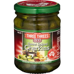 Photo of Three Threes Sweet Spiced Gherkins 260gm