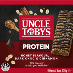 Photo of Uncle Tobys Protein Honey Dark Choc & Cinnamon Muesli Bars 5 Pack