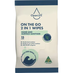 Photo of Cleanlife - Hand & Surface Sanitiser Wipes 15 Pack