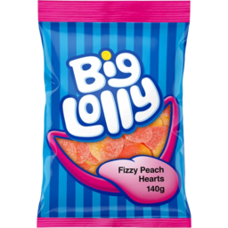 Photo of Big Lolly Fizzy Peach Hearts 140gm