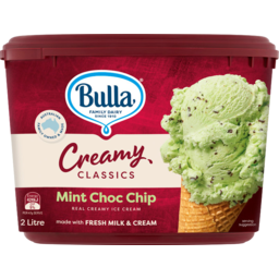 Photo of Bulla Creamy Classics Mint Choc Chip Ice Cream 2l