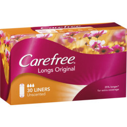 Photo of Carefree Original Unscented Long Panty Liners 30 Pack 
