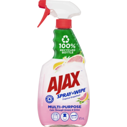 Photo of Ajax Spray N' Wipe Multipurpose Antibacterial Cleaner Trigger Spray Recycled Bottle Tropical Grapefruit 475ml