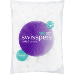 Photo of Swisspers Cotton Wool Balls White 160 Pack