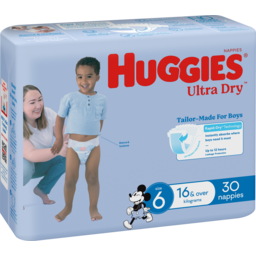 Photo of Huggies Ultra Dry Nappies Junior Boy Size 6 30pk