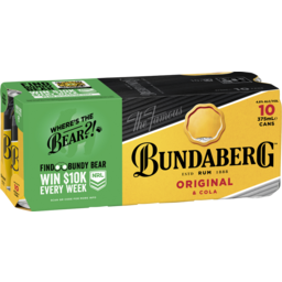Photo of Bundaberg Rum & Cola Can 375ml 10 Pack