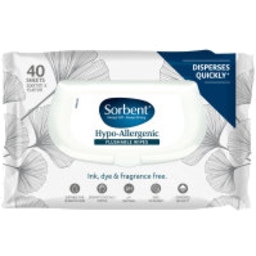Photo of Sorbent Flushable Toilet Wipes Hypo Allergenic 40 Pack