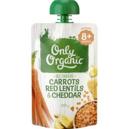 Photo of Only Organic Carrots Red Lentils & Cheddar 9m+ Baby Food Pouch 120g