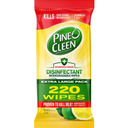 Photo of Pine O Cleen Lemon Lime Disinfectant Biodegradable Wipes 220 Pack