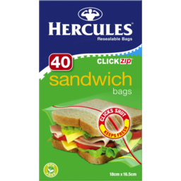 Photo of Hercules Click Zip Sandwich Resealable Bags 40 Pack