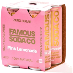 Photo of Famous Soda Pink Lemonade 4pk 250ml
