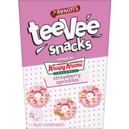 Photo of Arnotts Tee Vee Snacks Krispy Kreme Strawberry Sprinkles Flavoured Biscuits 165g